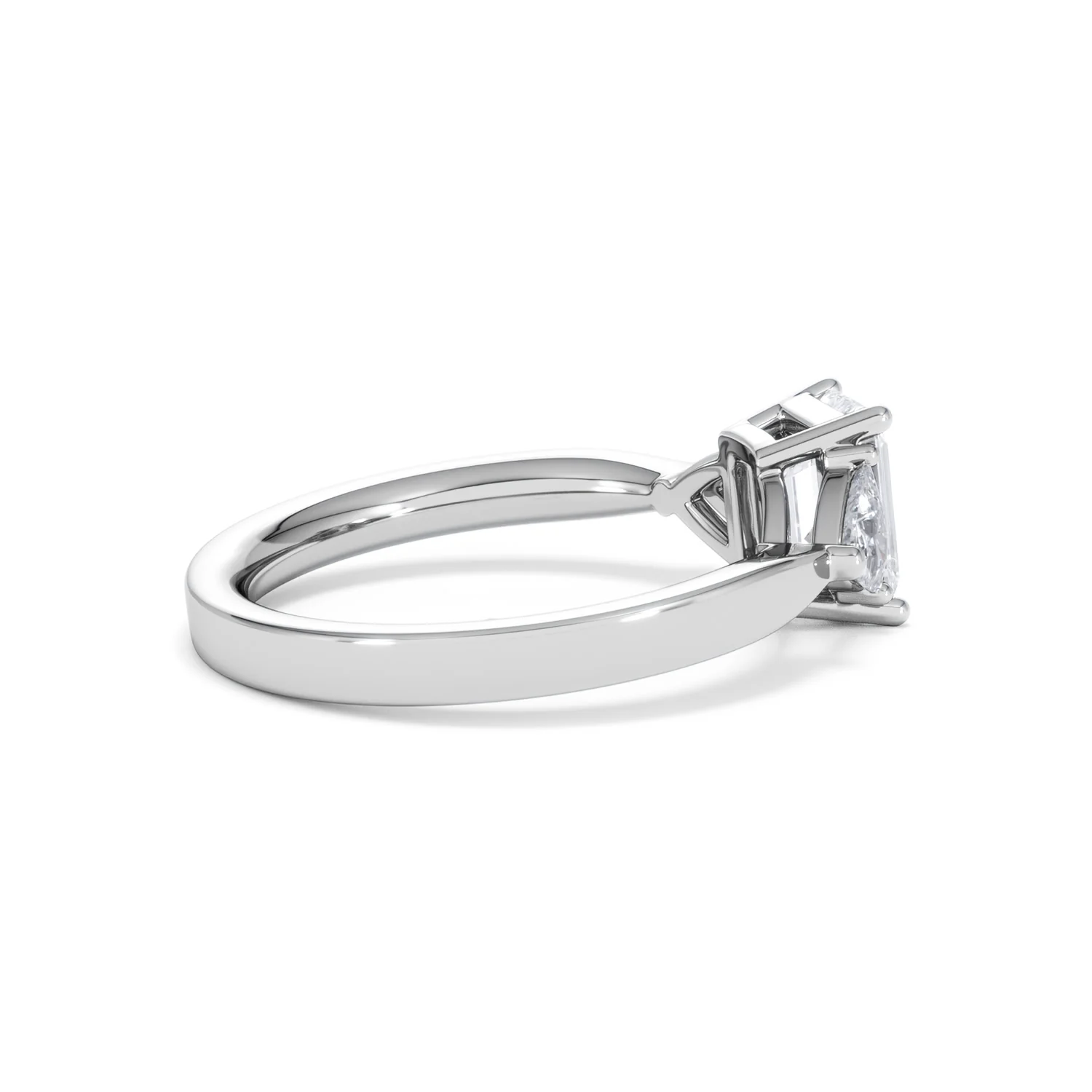 Aurora Lab Diamond Emerald Cut and Trillion1.70ct Ring in 18K White Gold F/VS1 - Image 36