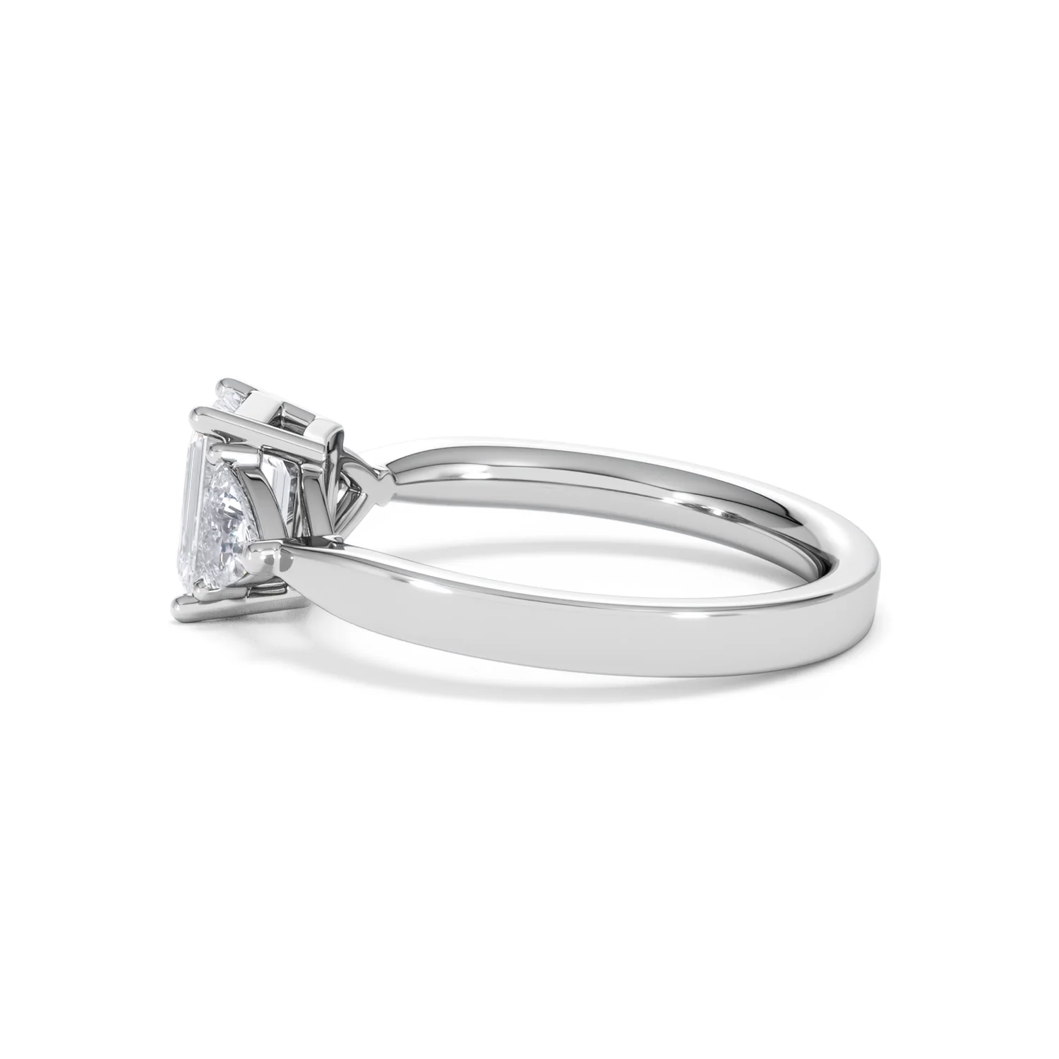 Aurora Lab Diamond Emerald Cut and Trillion1.70ct Ring in 18K White Gold F/VS1 - Image 70