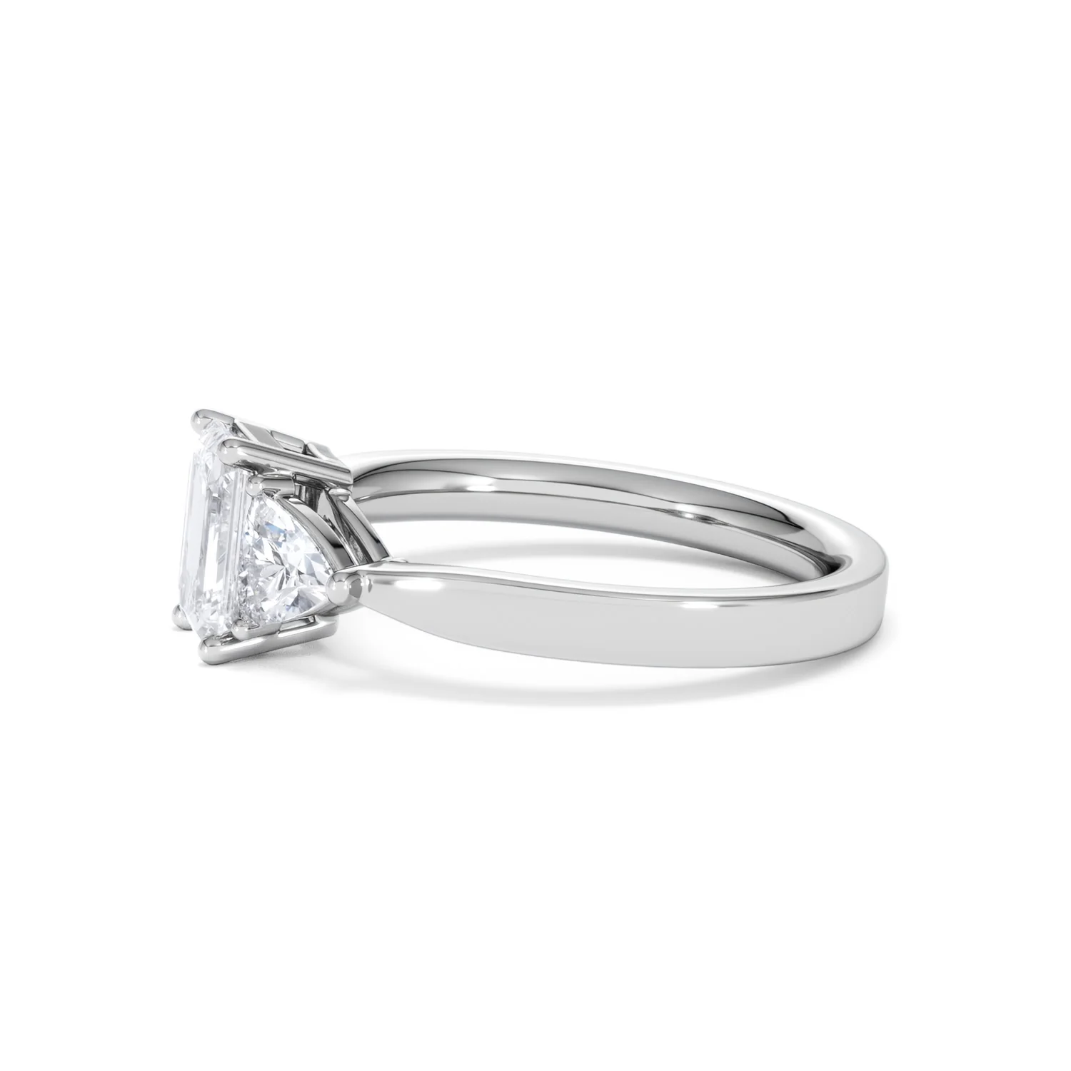 Aurora Lab Diamond Emerald Cut and Trillion1.70ct Ring in 18K White Gold F/VS1 - Image 75