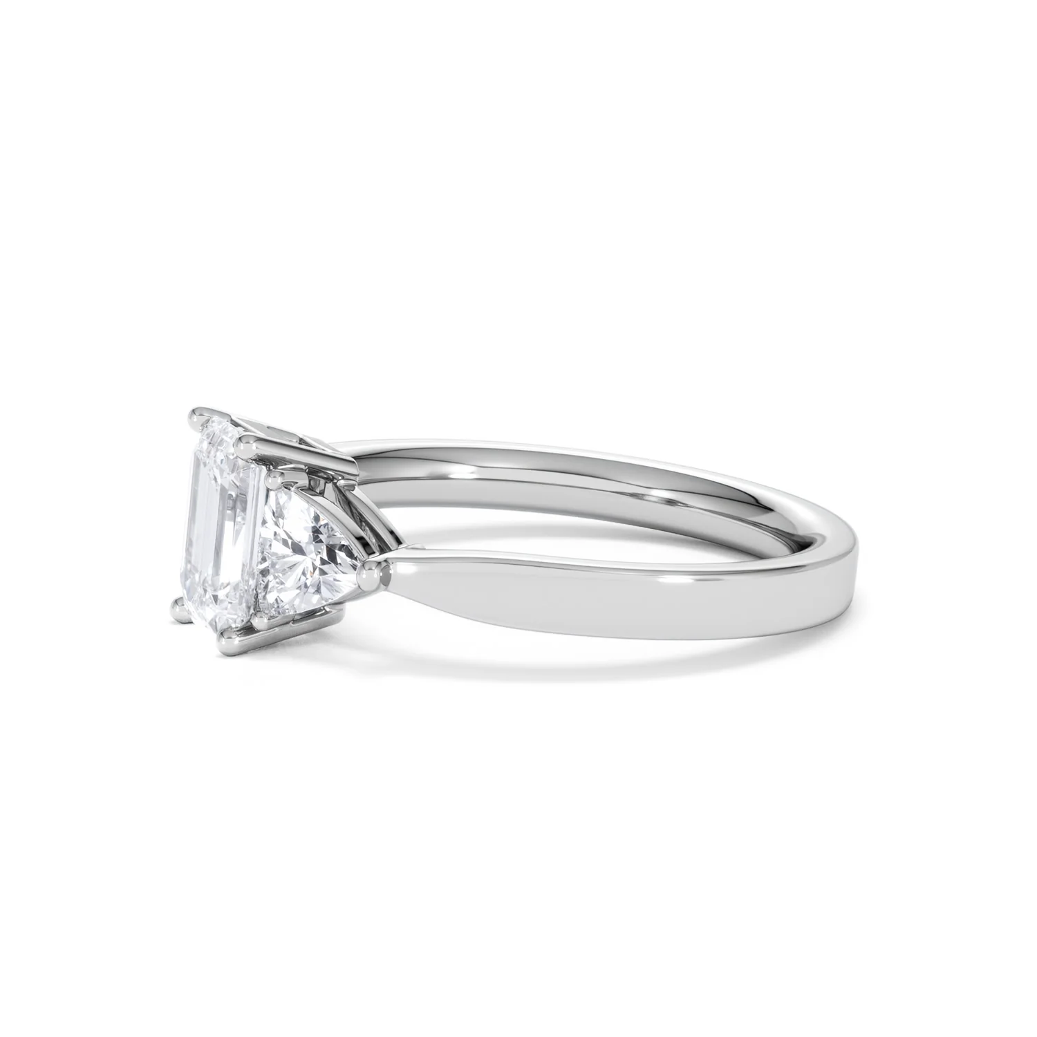 Aurora Lab Diamond Emerald Cut and Trillion1.70ct Ring in 18K White Gold F/VS1 - Image 77