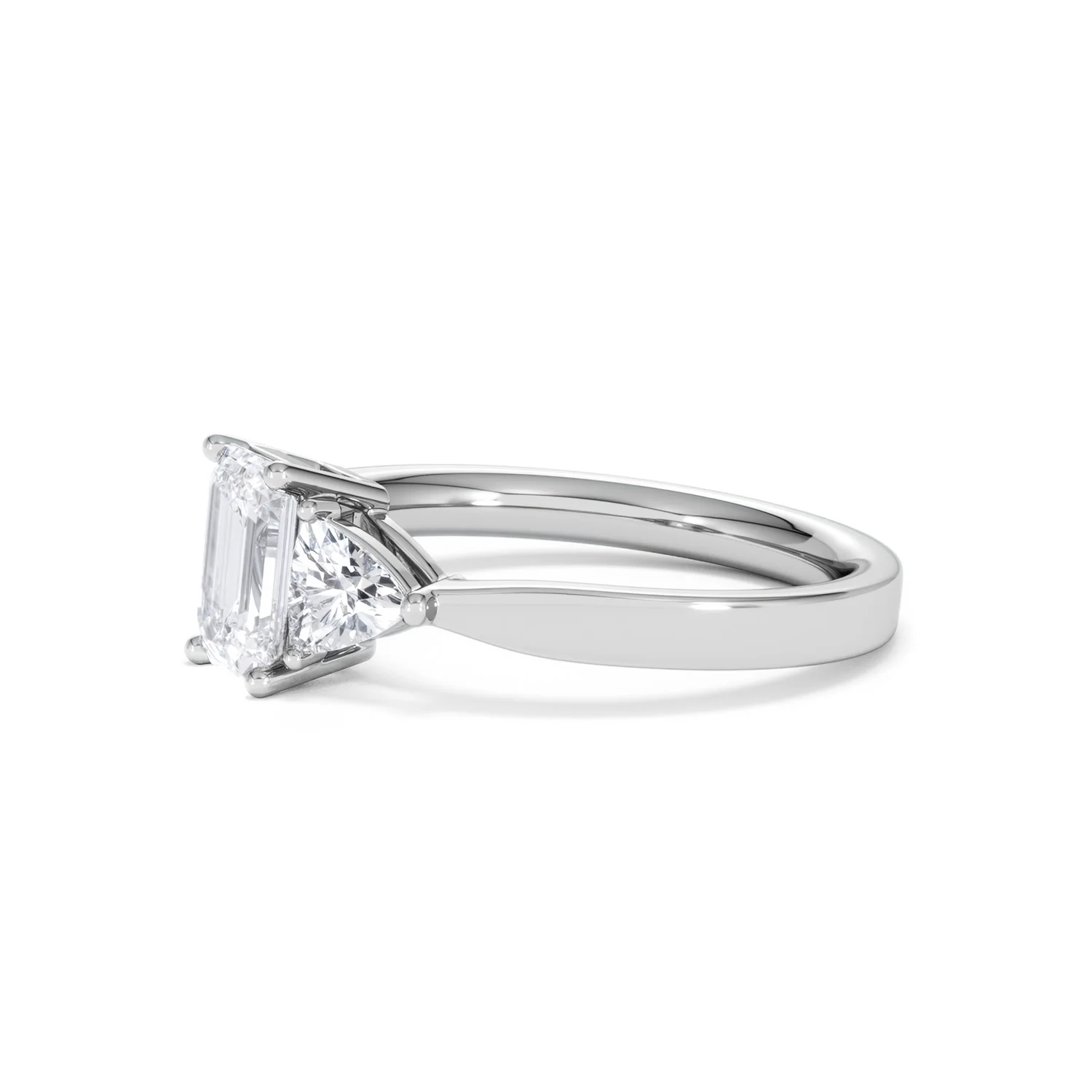 Aurora Lab Diamond Emerald Cut and Trillion1.70ct Ring in 18K White Gold F/VS1 - Image 78