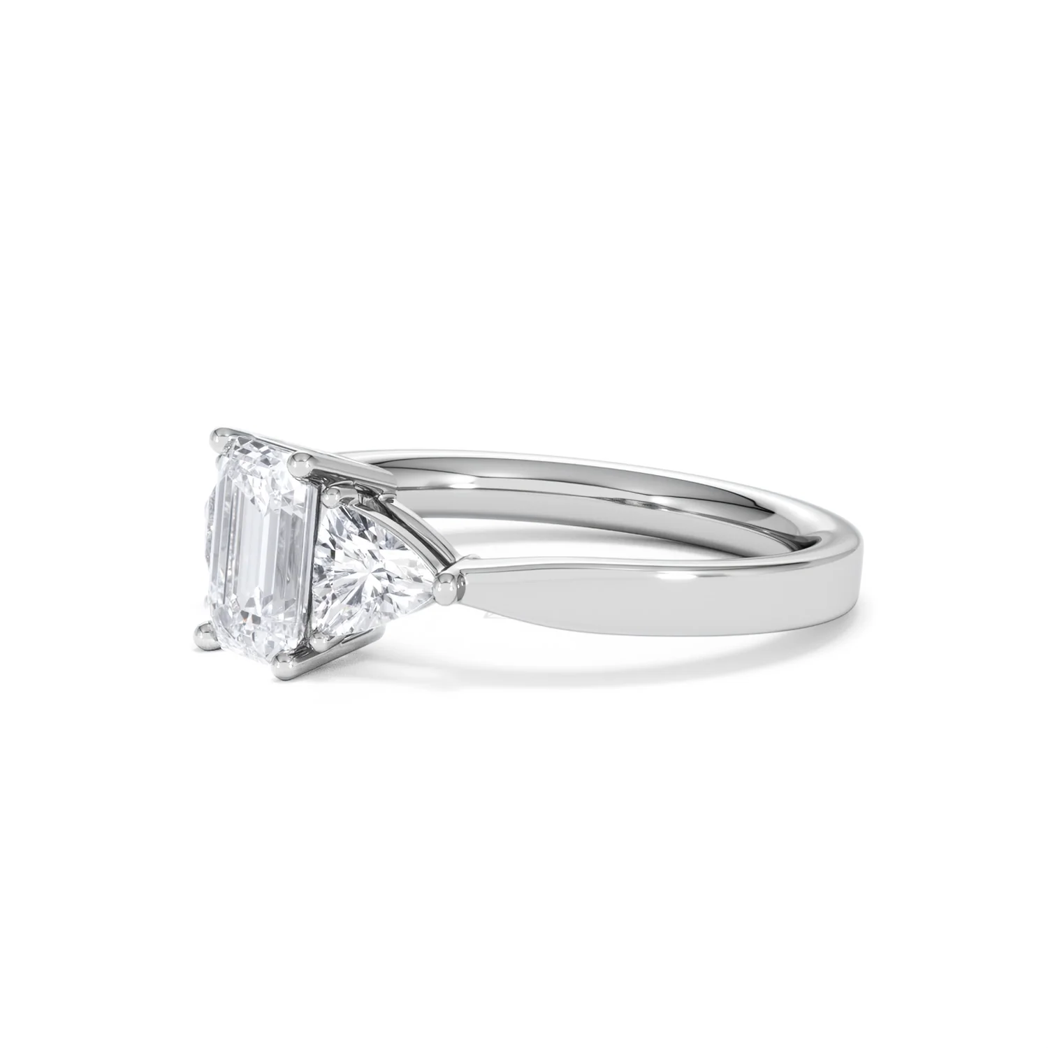 Aurora Lab Diamond Emerald Cut and Trillion1.70ct Ring in 18K White Gold F/VS1 - Image 80