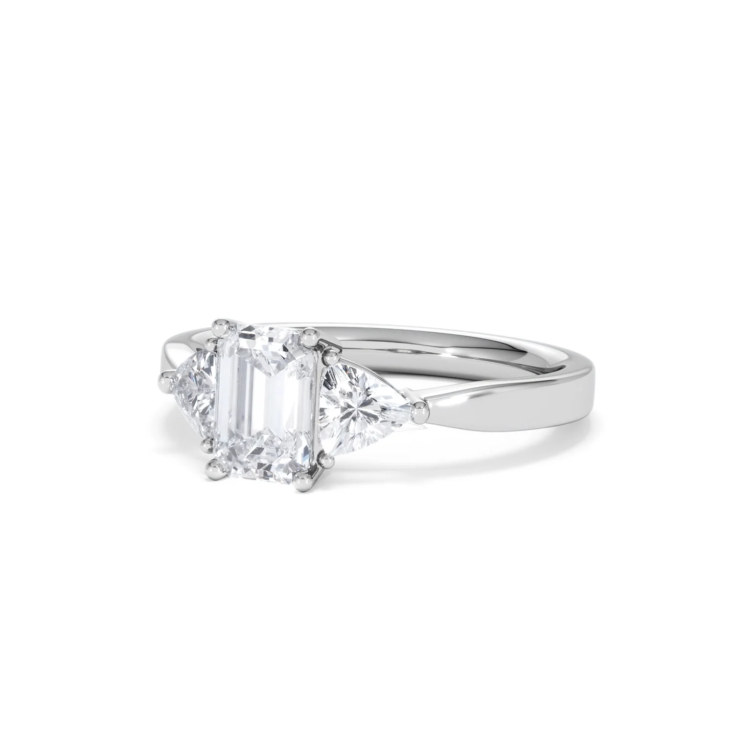 Aurora Lab Diamond Emerald Cut and Trillion1.70ct Ring in 18K White Gold F/VS1 - Image 86