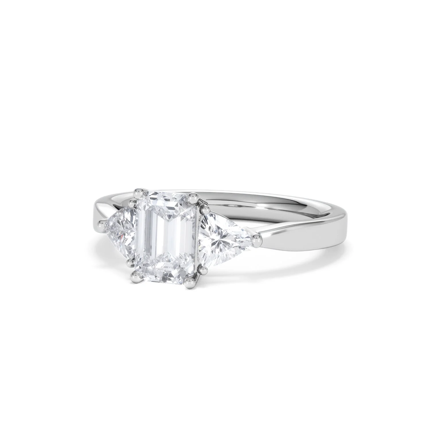 Aurora Lab Diamond Emerald Cut and Trillion1.70ct Ring in 18K White Gold F/VS1 - Image 87