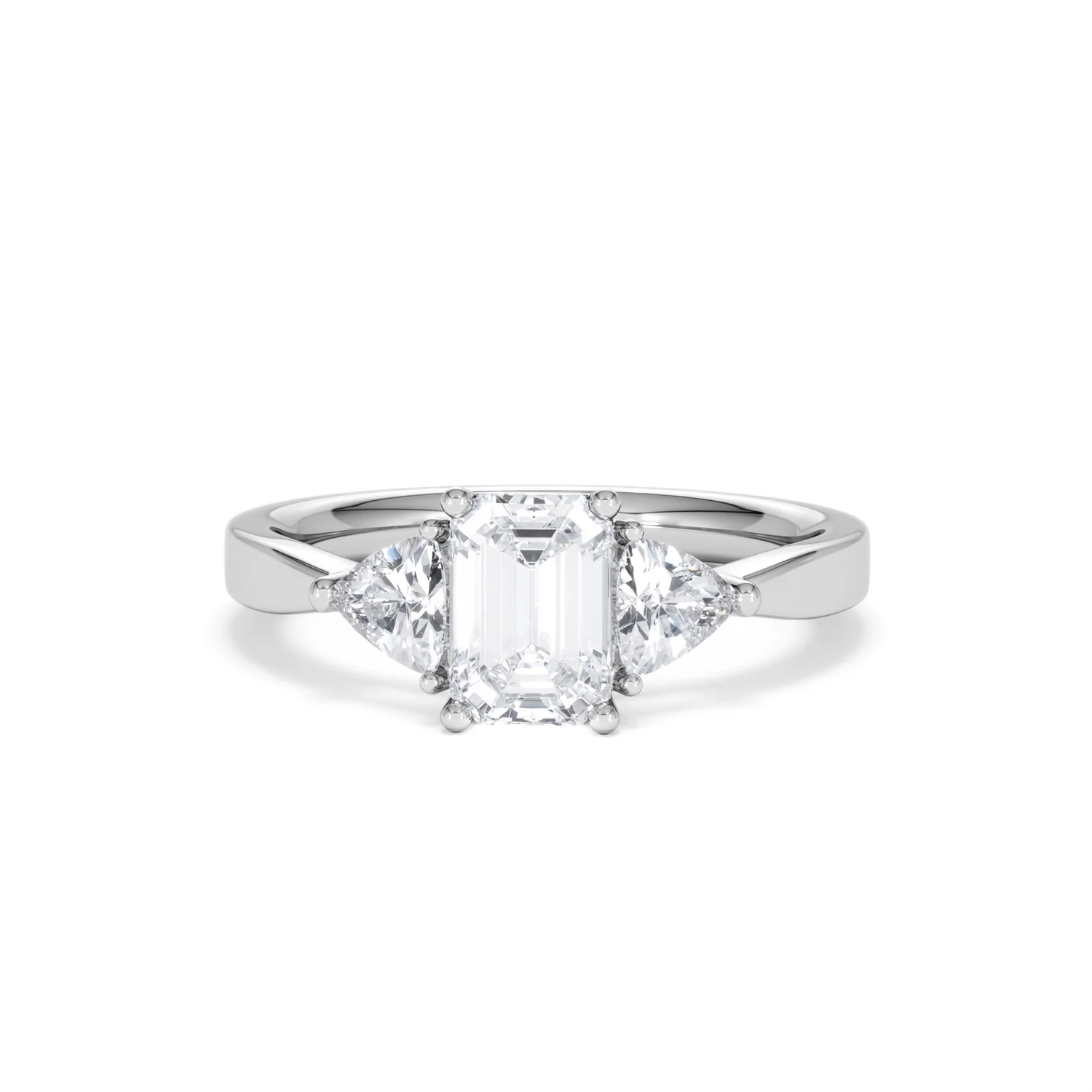 Aurora Lab Diamond Emerald Cut and Trillion1.70ct Ring in 18K White Gold F/VS1 - Image 91