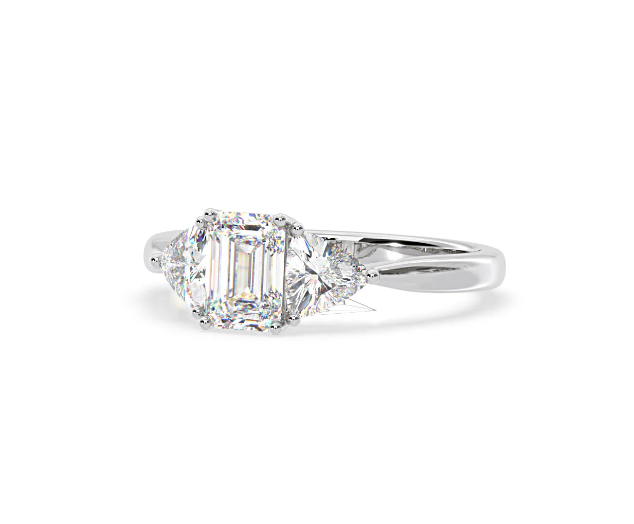 Aurora Lab Diamond Emerald Cut and Trillion1.70ct Ring in 18K White Gold F/VS1 - Image 92