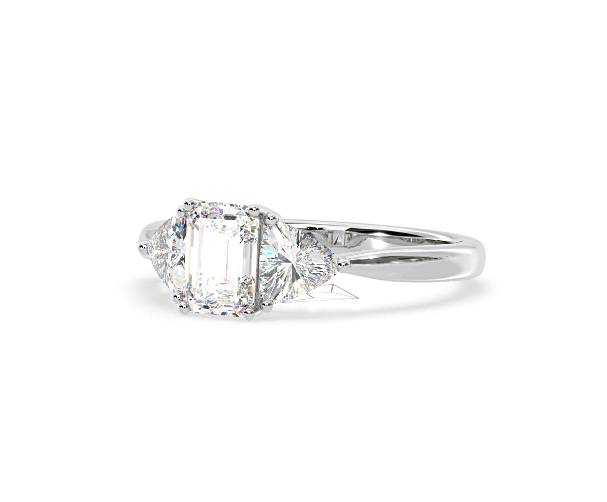 Aurora Lab Diamond Emerald Cut and Trillion1.70ct Ring in 18K White Gold F/VS1 - Image 93
