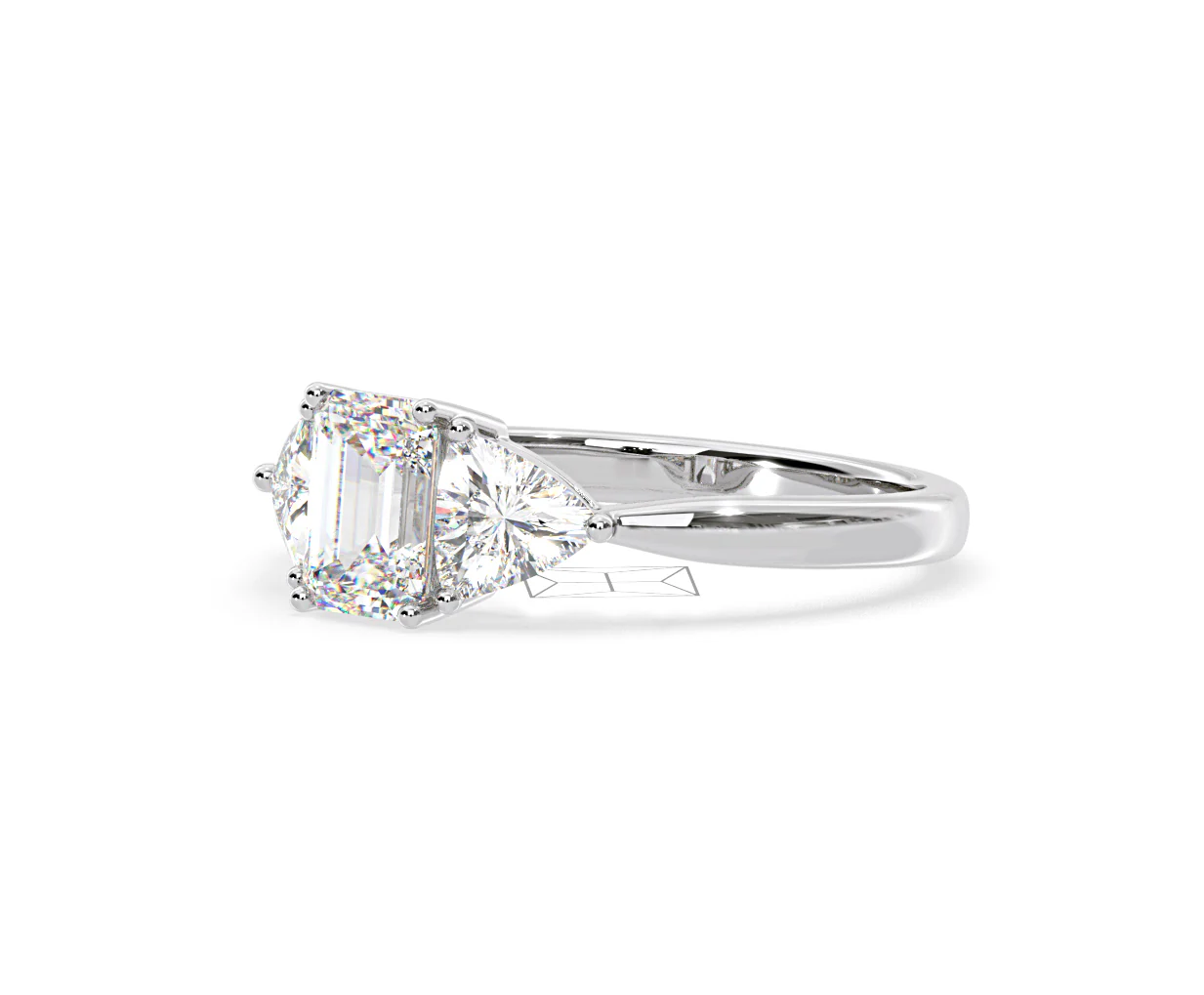 Aurora Lab Diamond Emerald Cut and Trillion1.70ct Ring in 18K White Gold F/VS1 - Image 96