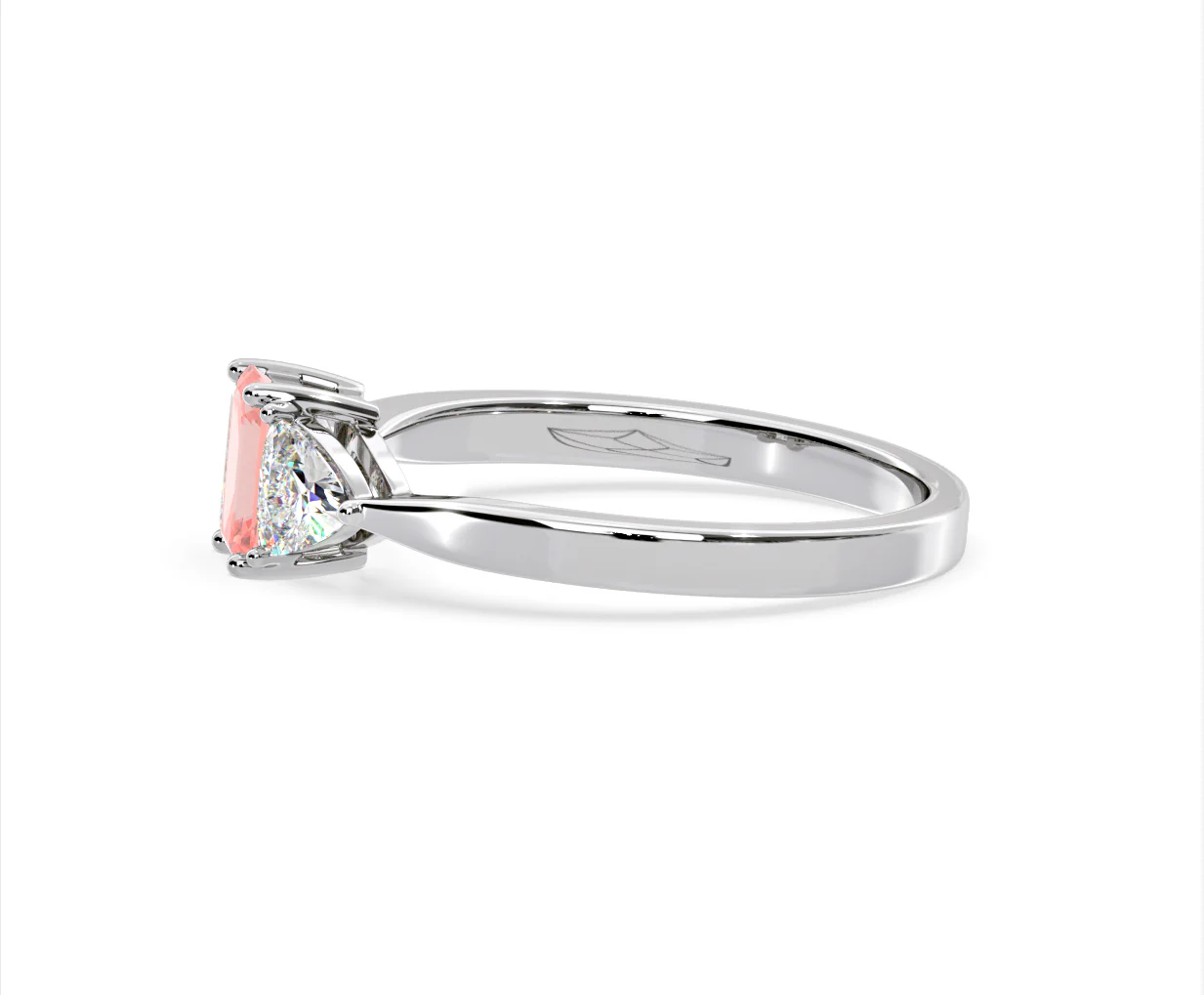 Aurora Pink Lab Diamond Emerald Cut and Trillion 1.00ct Ring in 18K White Gold - Elara Collection - Image 25