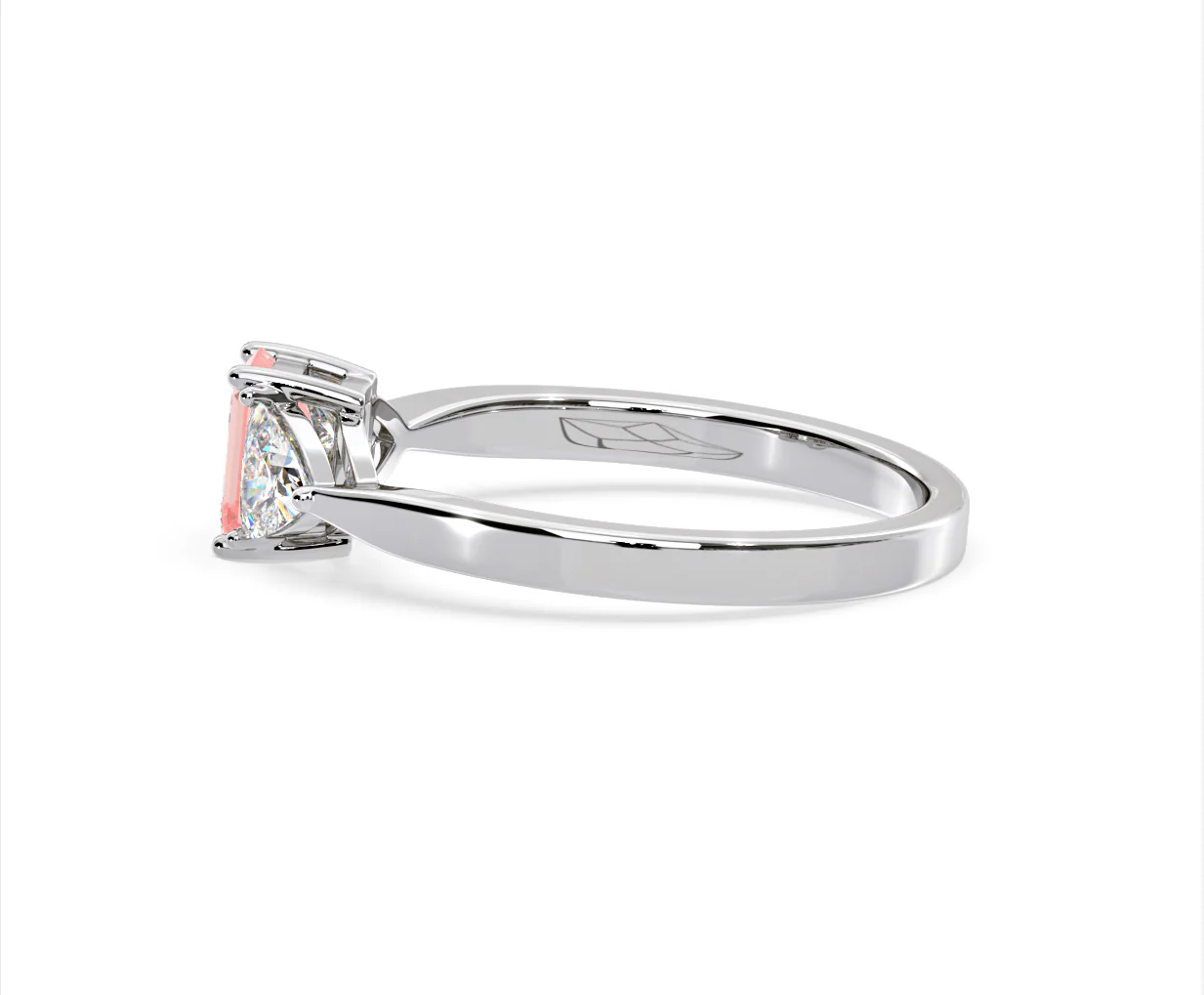 Aurora Pink Lab Diamond Emerald Cut and Trillion 1.00ct Ring in 18K White Gold - Elara Collection - Image 28