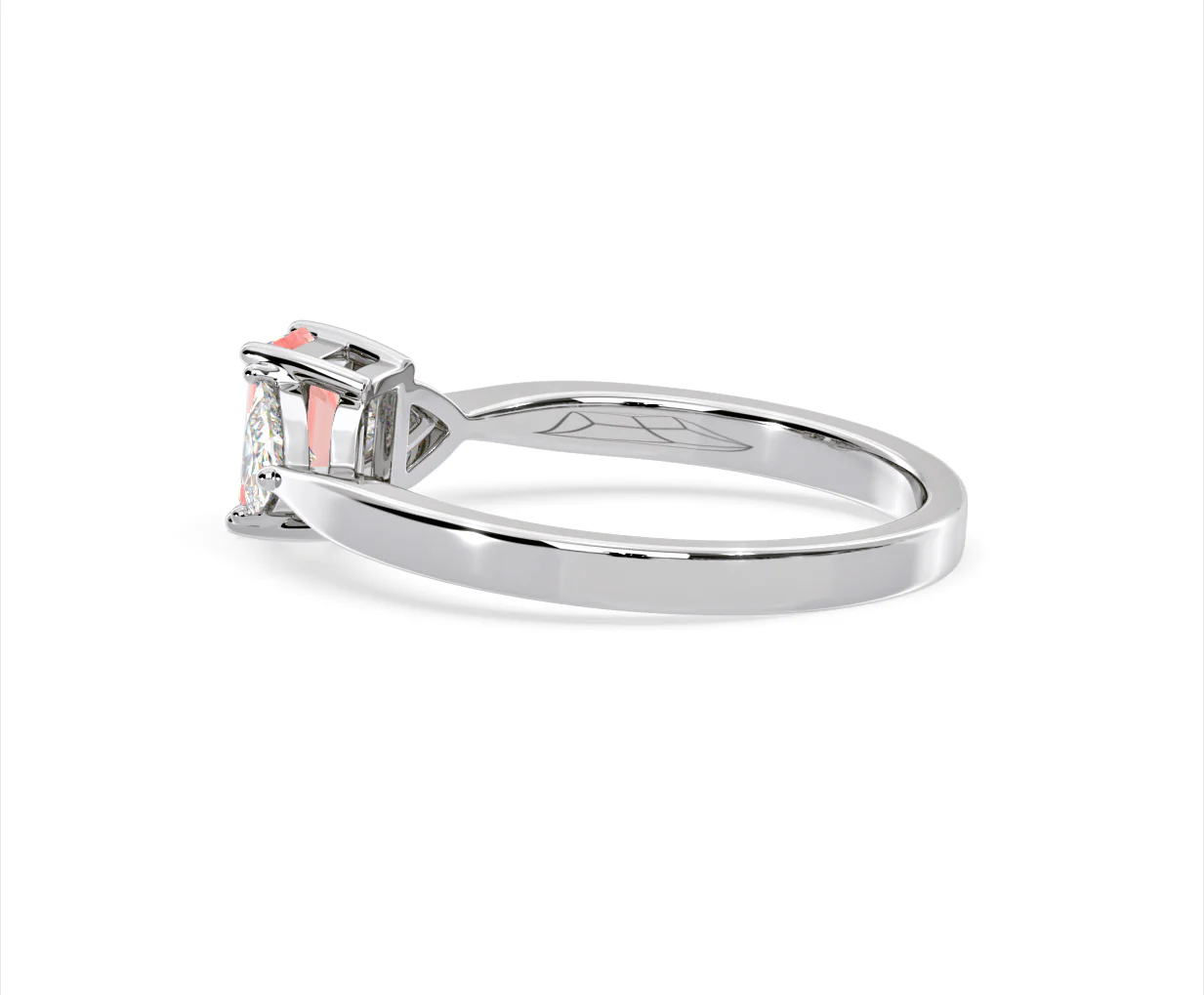 Aurora Pink Lab Diamond Emerald Cut and Trillion 1.00ct Ring in 18K White Gold - Elara Collection - Image 32