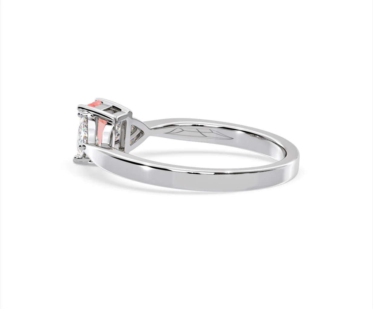 Aurora Pink Lab Diamond Emerald Cut and Trillion 1.00ct Ring in 18K White Gold - Elara Collection - Image 33