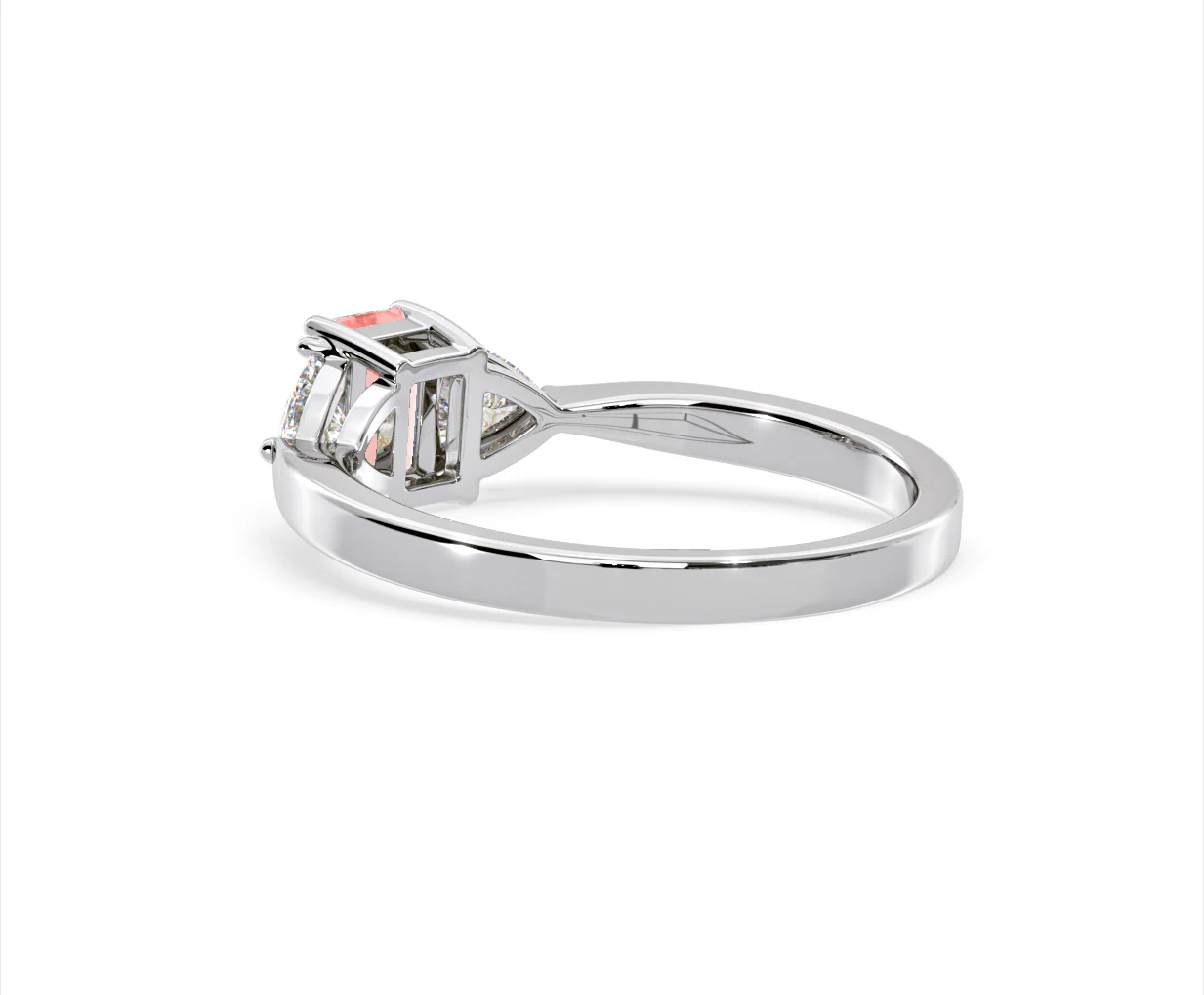Aurora Pink Lab Diamond Emerald Cut and Trillion 1.00ct Ring in 18K White Gold - Elara Collection - Image 37