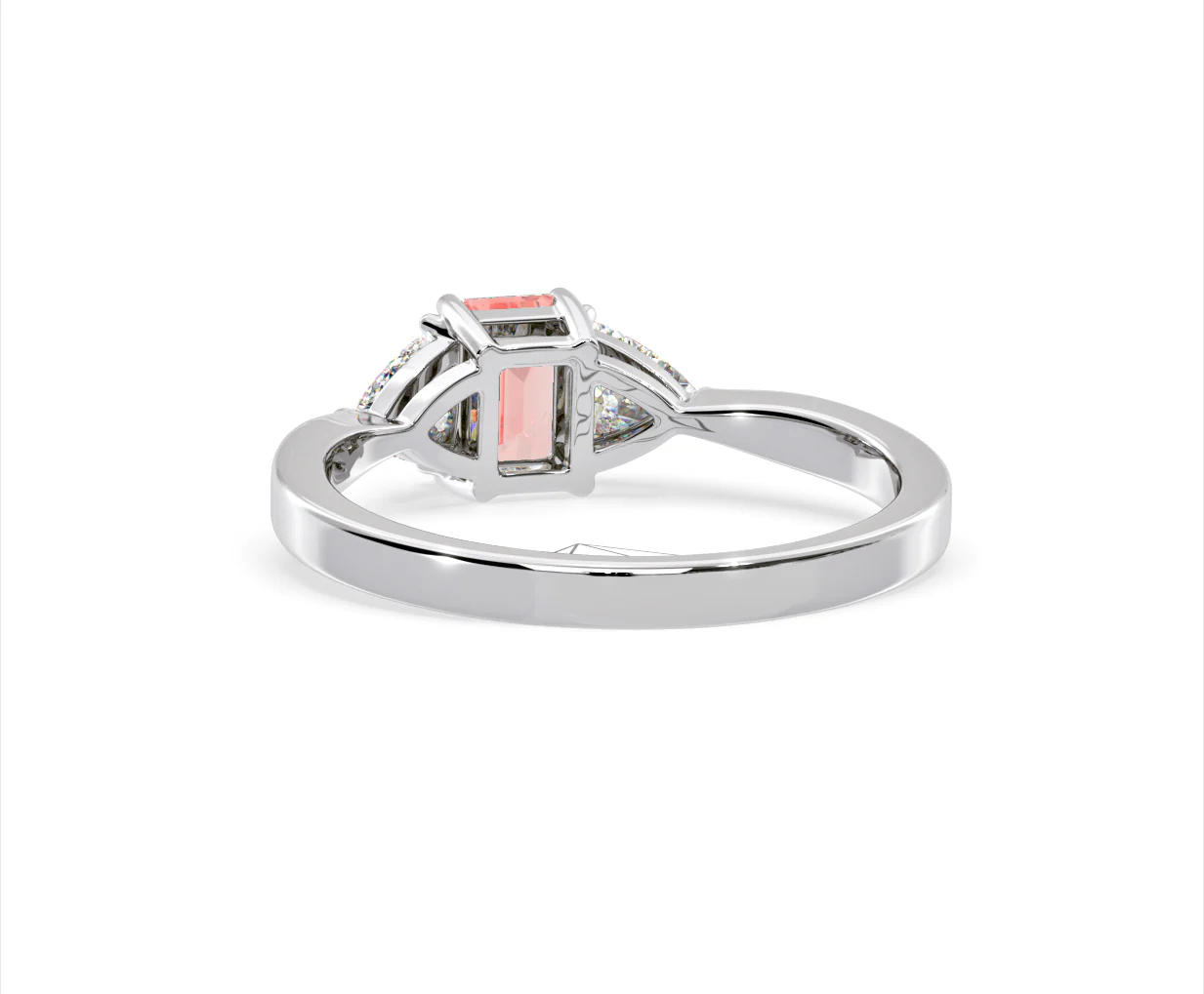 Aurora Pink Lab Diamond Emerald Cut and Trillion 1.00ct Ring in 18K White Gold - Elara Collection - Image 43