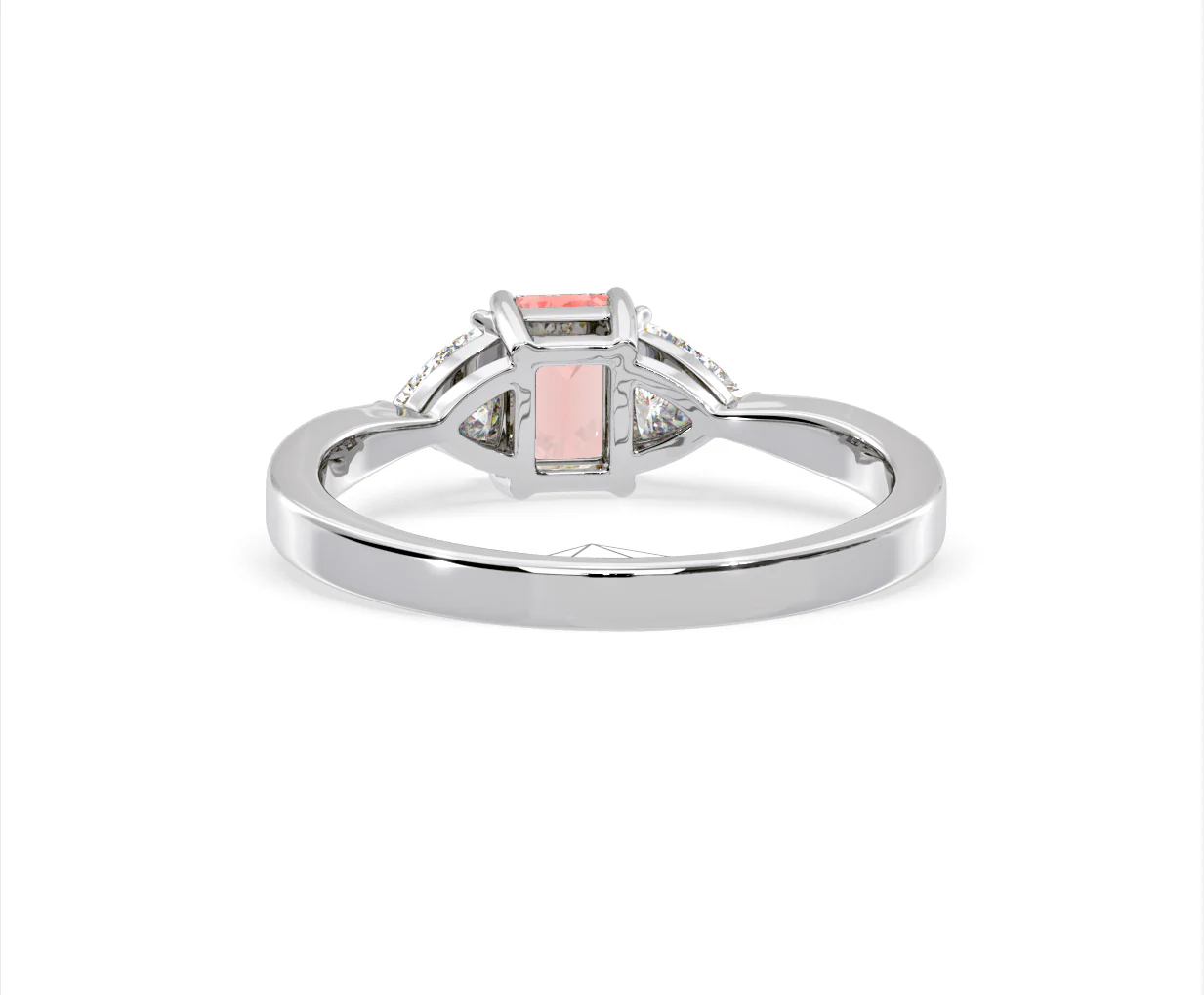 Aurora Pink Lab Diamond Emerald Cut and Trillion 1.00ct Ring in 18K White Gold - Elara Collection - Image 45