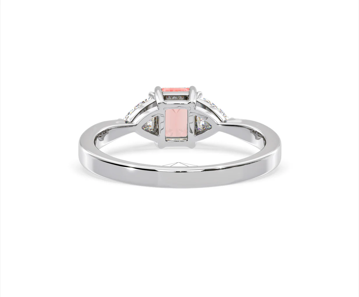 Aurora Pink Lab Diamond Emerald Cut and Trillion 1.00ct Ring in 18K White Gold - Elara Collection - Image 46
