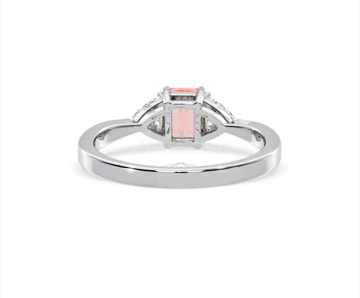 Aurora Pink Lab Diamond Emerald Cut and Trillion 1.00ct Ring in 18K White Gold - Elara Collection - Image 47