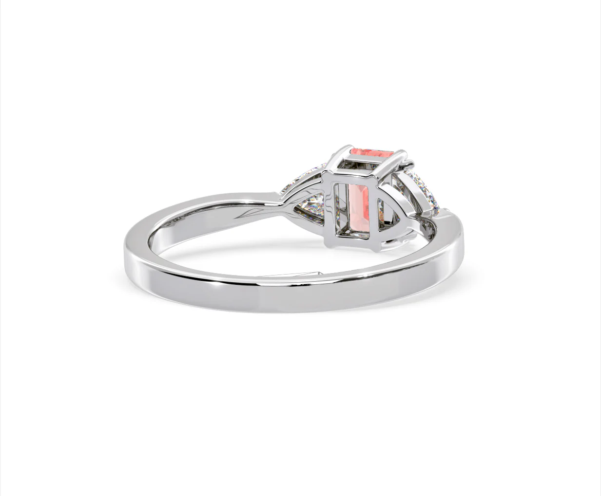 Aurora Pink Lab Diamond Emerald Cut and Trillion 1.00ct Ring in 18K White Gold - Elara Collection - Image 52