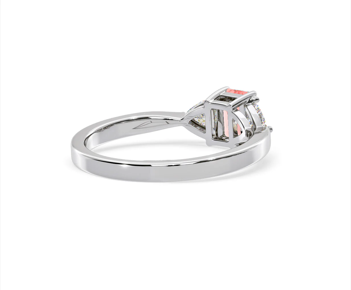 Aurora Pink Lab Diamond Emerald Cut and Trillion 1.00ct Ring in 18K White Gold - Elara Collection - Image 55
