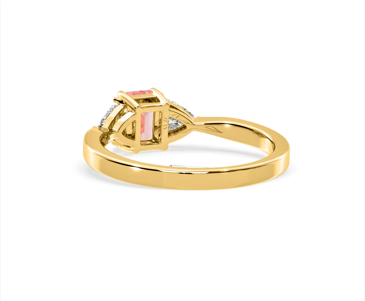 Aurora Pink Lab Diamond Emerald Cut and Trillion 1.00ct Ring in 18K Yellow Gold - Elara Collection - Image 41