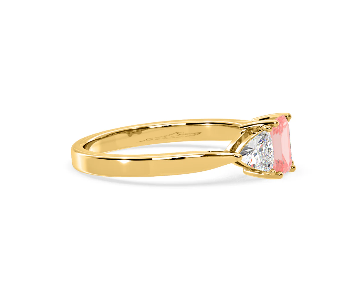 Aurora Pink Lab Diamond Emerald Cut and Trillion 1.00ct Ring in 18K Yellow Gold - Elara Collection - Image 71