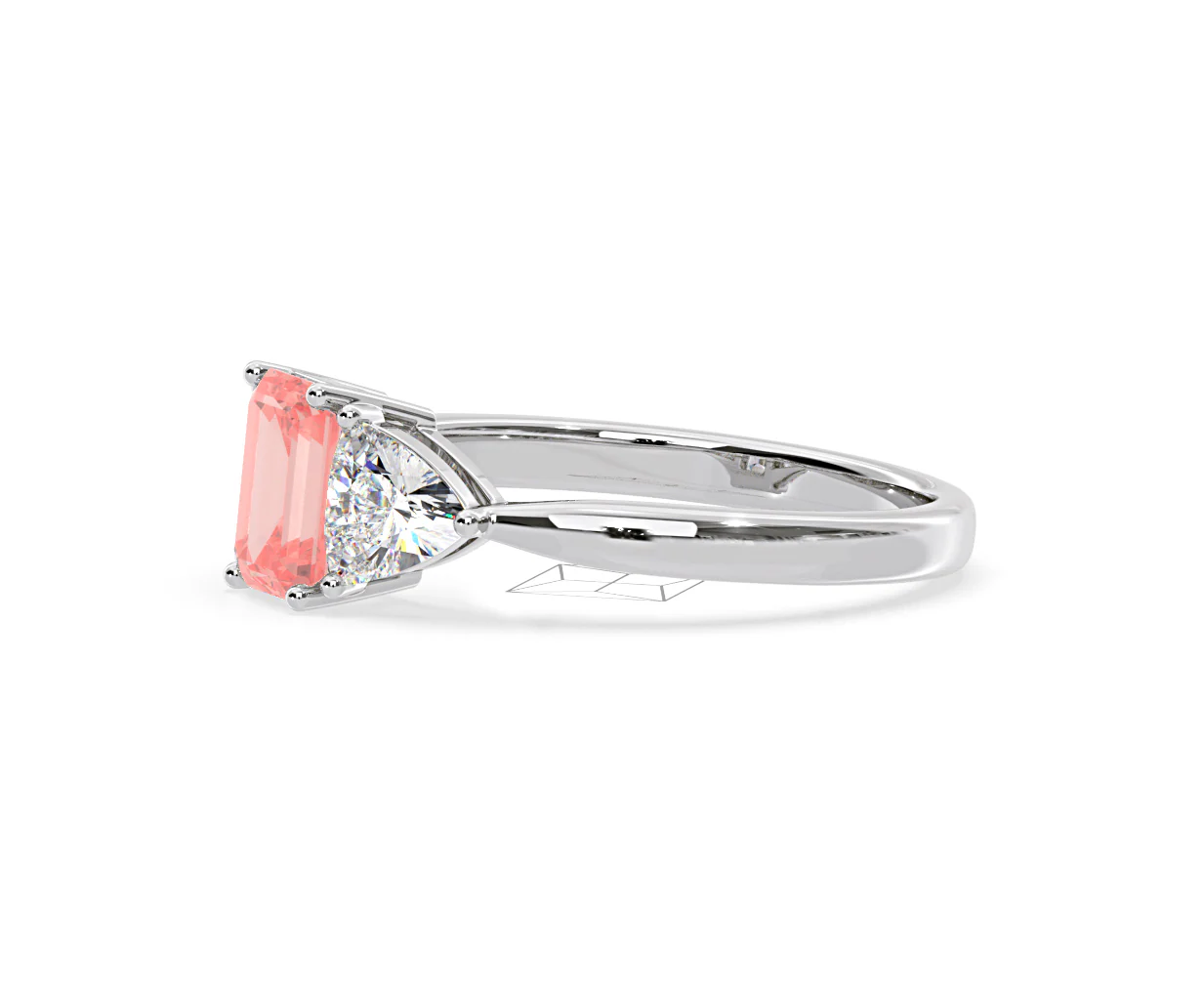 Aurora Pink Lab Diamond Emerald Cut and Trillion 1.70ct Ring in 18K White Gold - Elara Collection - Image 22