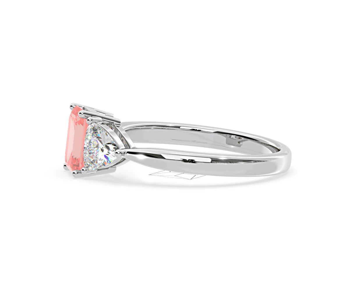 Aurora Pink Lab Diamond Emerald Cut and Trillion 1.70ct Ring in 18K White Gold - Elara Collection - Image 25