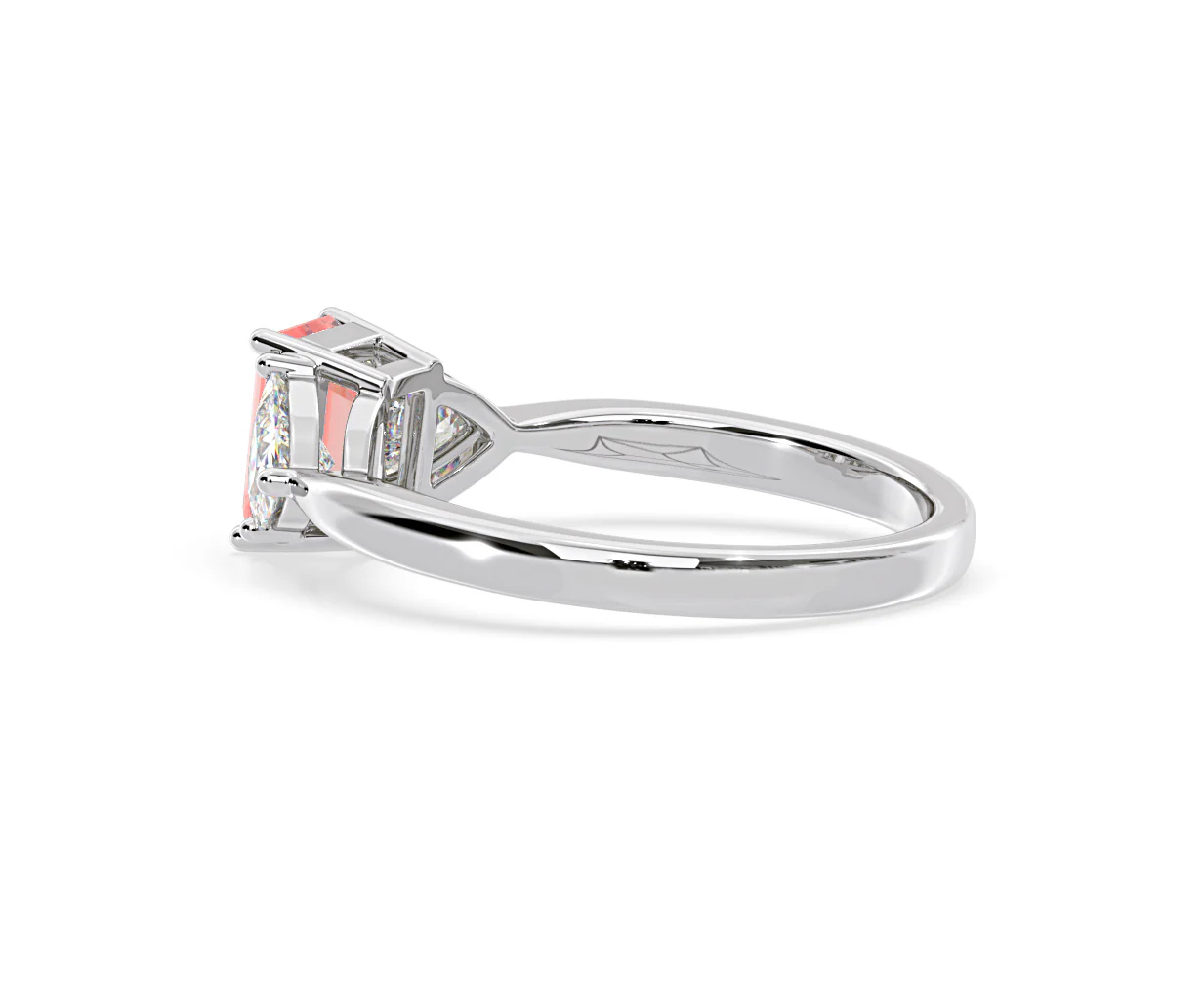 Aurora Pink Lab Diamond Emerald Cut and Trillion 1.70ct Ring in 18K White Gold - Elara Collection - Image 34
