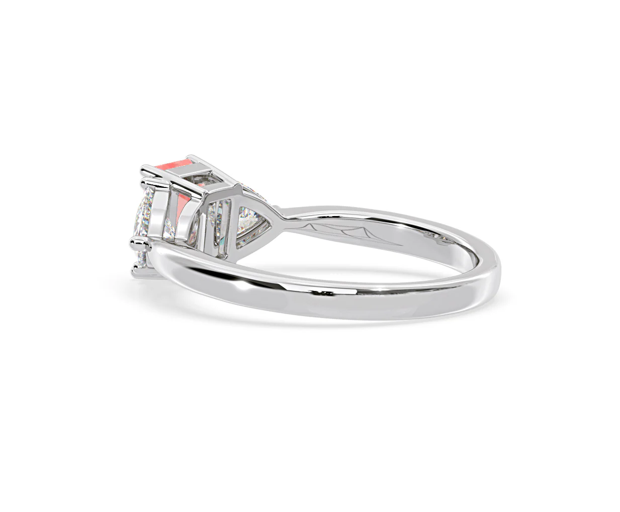 Aurora Pink Lab Diamond Emerald Cut and Trillion 1.70ct Ring in 18K White Gold - Elara Collection - Image 36