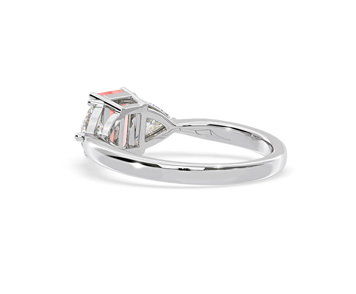 Aurora Pink Lab Diamond Emerald Cut and Trillion 1.70ct Ring in 18K White Gold - Elara Collection - Image 38