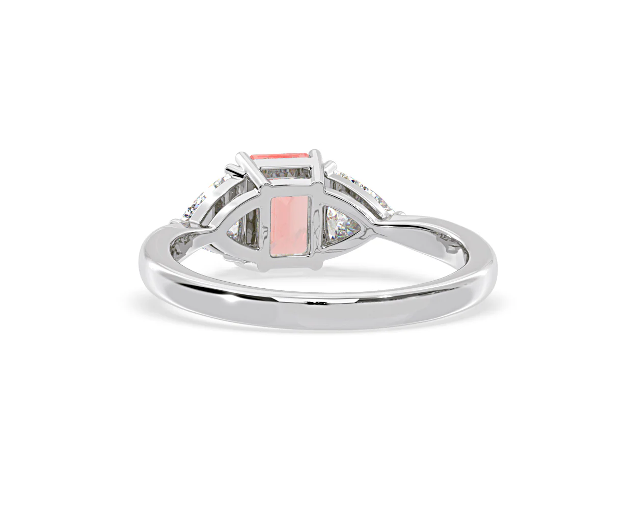 Aurora Pink Lab Diamond Emerald Cut and Trillion 1.70ct Ring in 18K White Gold - Elara Collection - Image 45