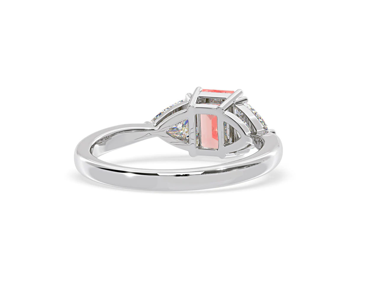 Aurora Pink Lab Diamond Emerald Cut and Trillion 1.70ct Ring in 18K White Gold - Elara Collection - Image 52