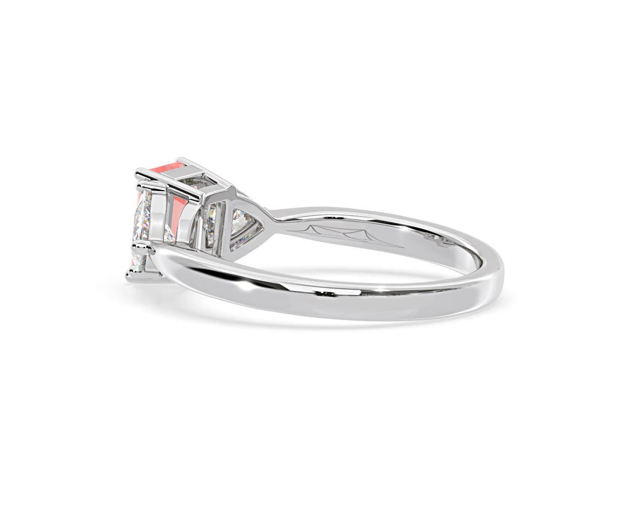 Aurora Pink Lab Diamond Emerald Cut and Trillion 1.70ct Ring in Platinum - Elara Collection - Image 35