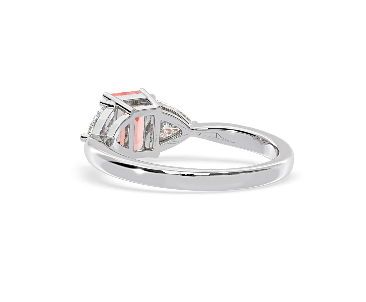 Aurora Pink Lab Diamond Emerald Cut and Trillion 1.70ct Ring in Platinum - Elara Collection - Image 40
