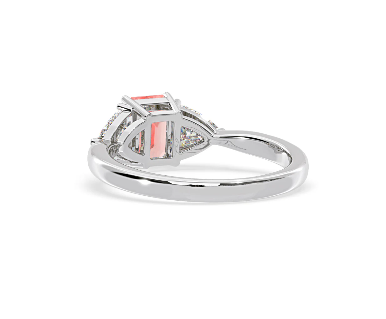 Aurora Pink Lab Diamond Emerald Cut and Trillion 1.70ct Ring in Platinum - Elara Collection - Image 42