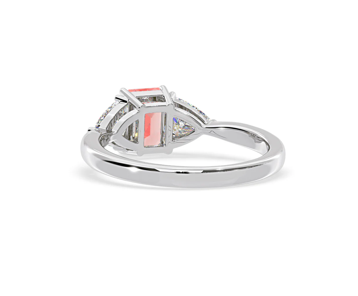 Aurora Pink Lab Diamond Emerald Cut and Trillion 1.70ct Ring in Platinum - Elara Collection - Image 43