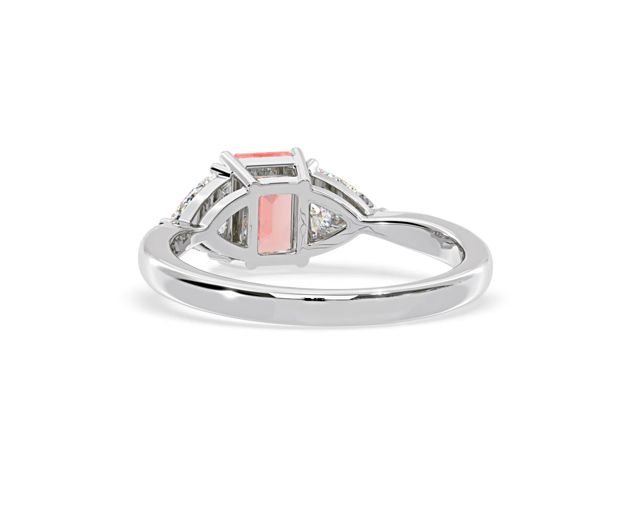 Aurora Pink Lab Diamond Emerald Cut and Trillion 1.70ct Ring in Platinum - Elara Collection - Image 44
