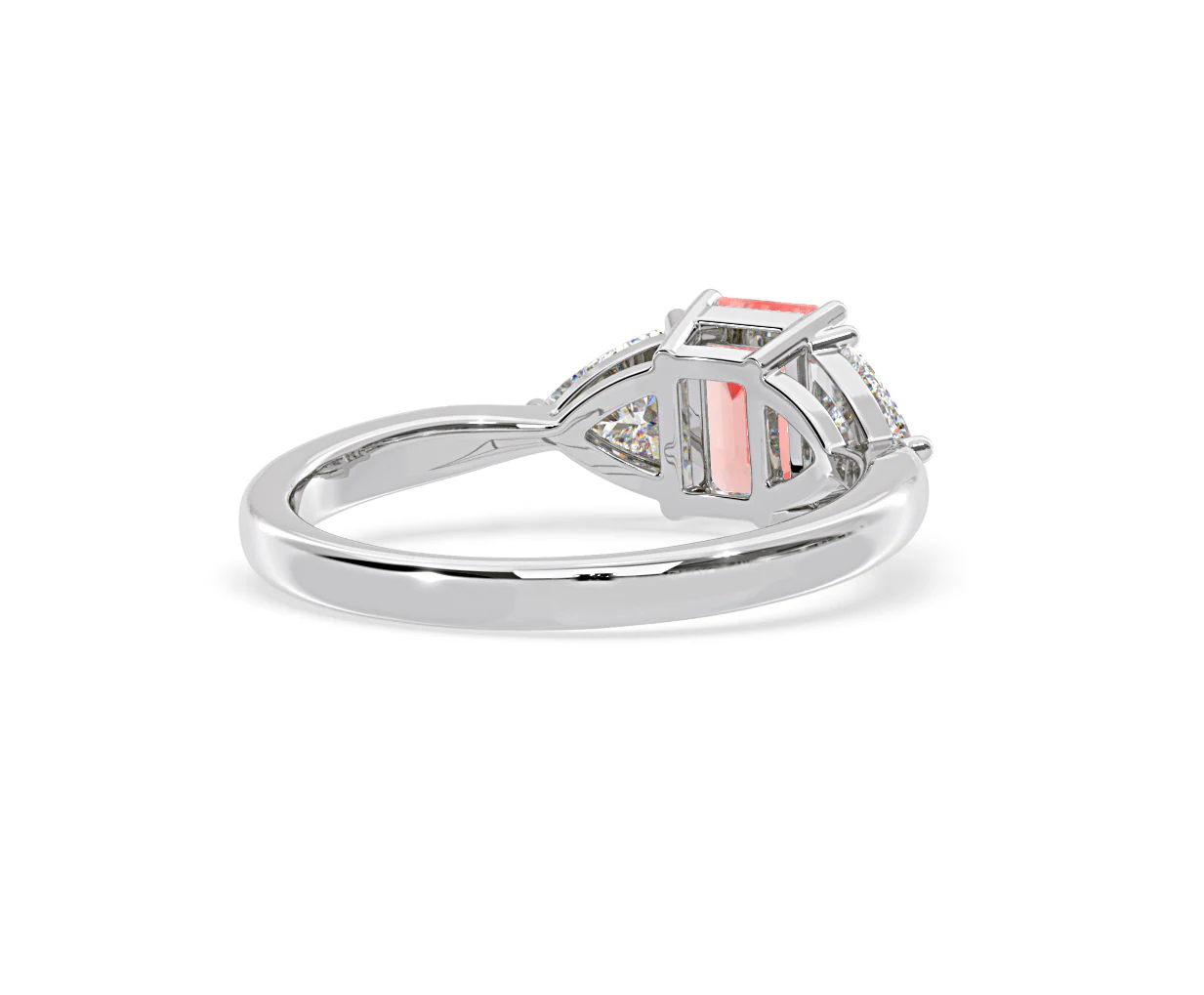 Aurora Pink Lab Diamond Emerald Cut and Trillion 1.70ct Ring in Platinum - Elara Collection - Image 54