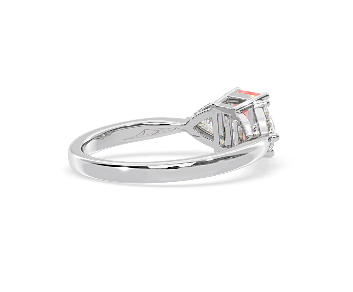 Aurora Pink Lab Diamond Emerald Cut and Trillion 1.70ct Ring in Platinum - Elara Collection - Image 58