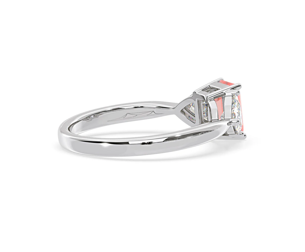 Aurora Pink Lab Diamond Emerald Cut and Trillion 1.70ct Ring in Platinum - Elara Collection - Image 61