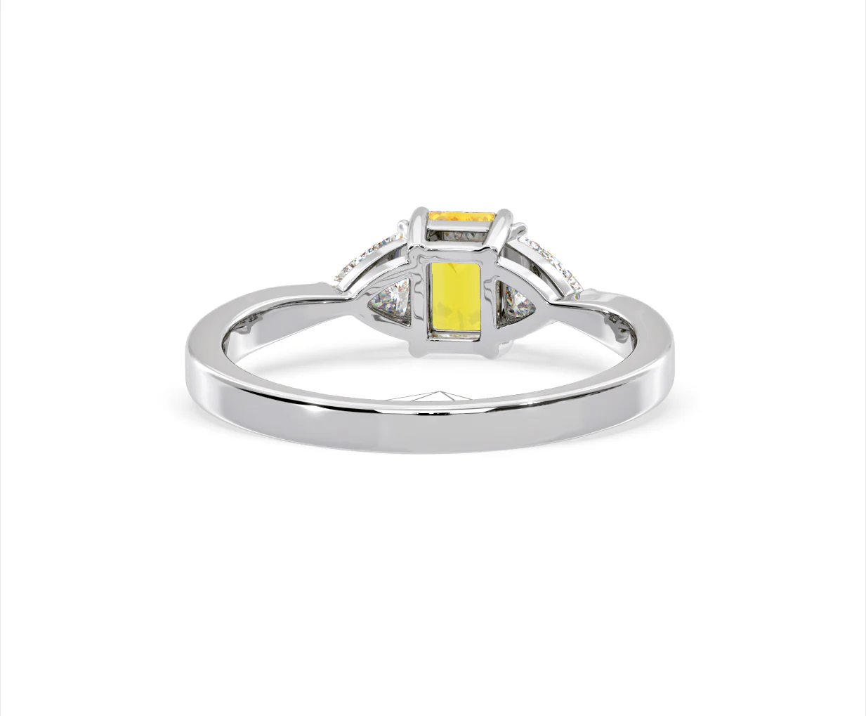 Aurora Yellow Lab Diamond Emerald Cut and Trillion 1.00ct Ring in 18K White Gold - Elara Collection - Image 48