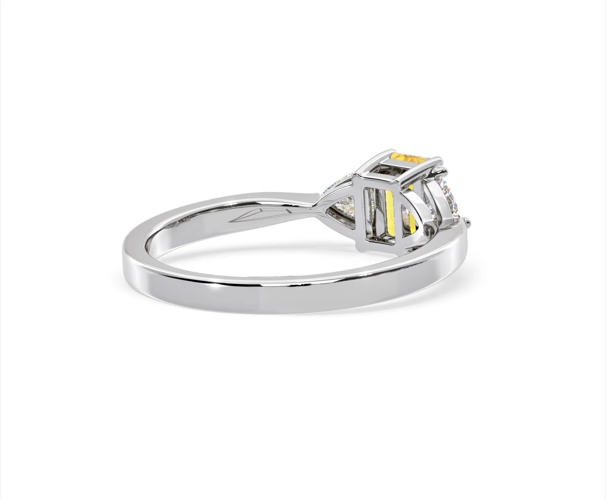 Aurora Yellow Lab Diamond Emerald Cut and Trillion 1.00ct Ring in 18K White Gold - Elara Collection - Image 55