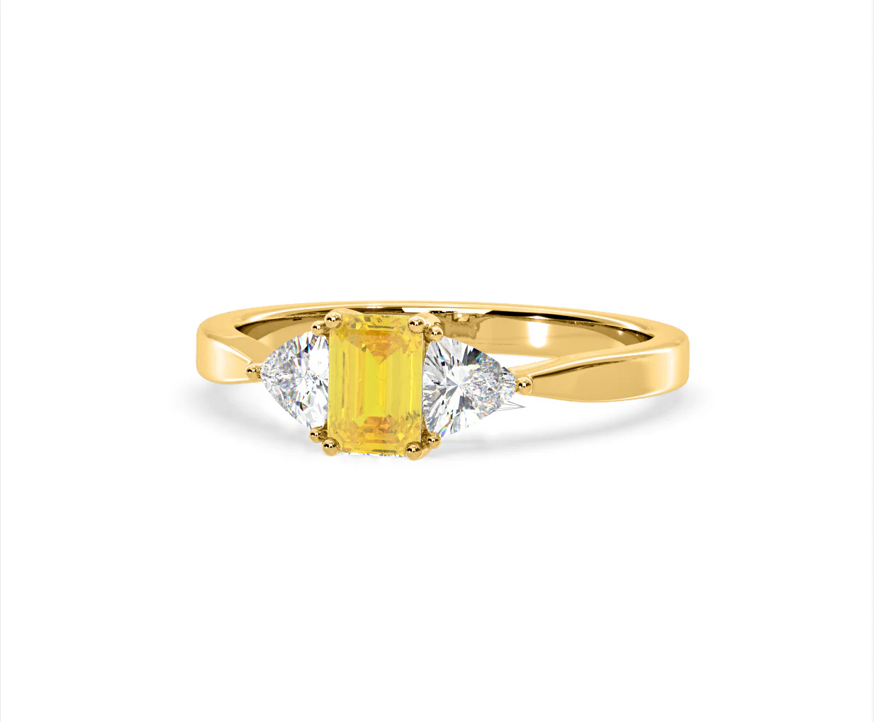 Aurora Yellow Lab Diamond Emerald Cut and Trillion 1.00ct Ring in 18K Yellow Gold - Elara Collection - Image 10