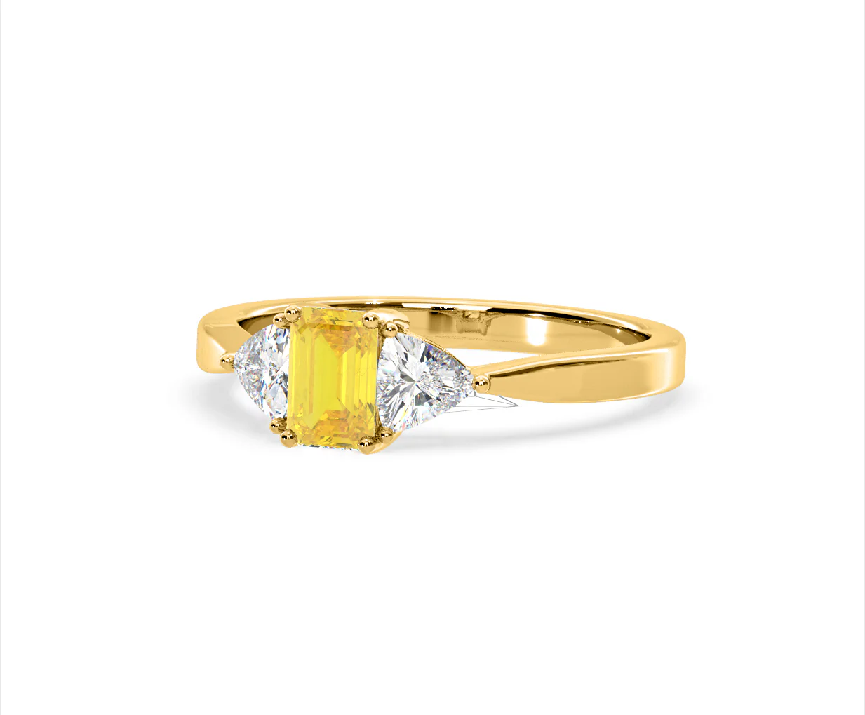 Aurora Yellow Lab Diamond Emerald Cut and Trillion 1.00ct Ring in 18K Yellow Gold - Elara Collection - Image 12