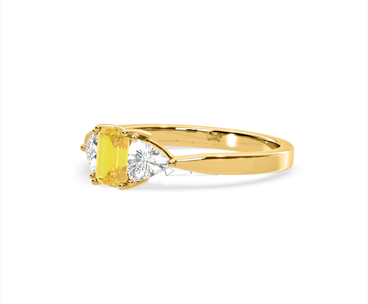 Aurora Yellow Lab Diamond Emerald Cut and Trillion 1.00ct Ring in 18K Yellow Gold - Elara Collection - Image 16
