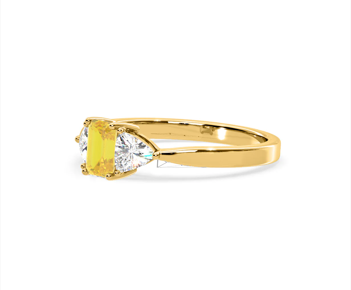 Aurora Yellow Lab Diamond Emerald Cut and Trillion 1.00ct Ring in 18K Yellow Gold - Elara Collection - Image 17