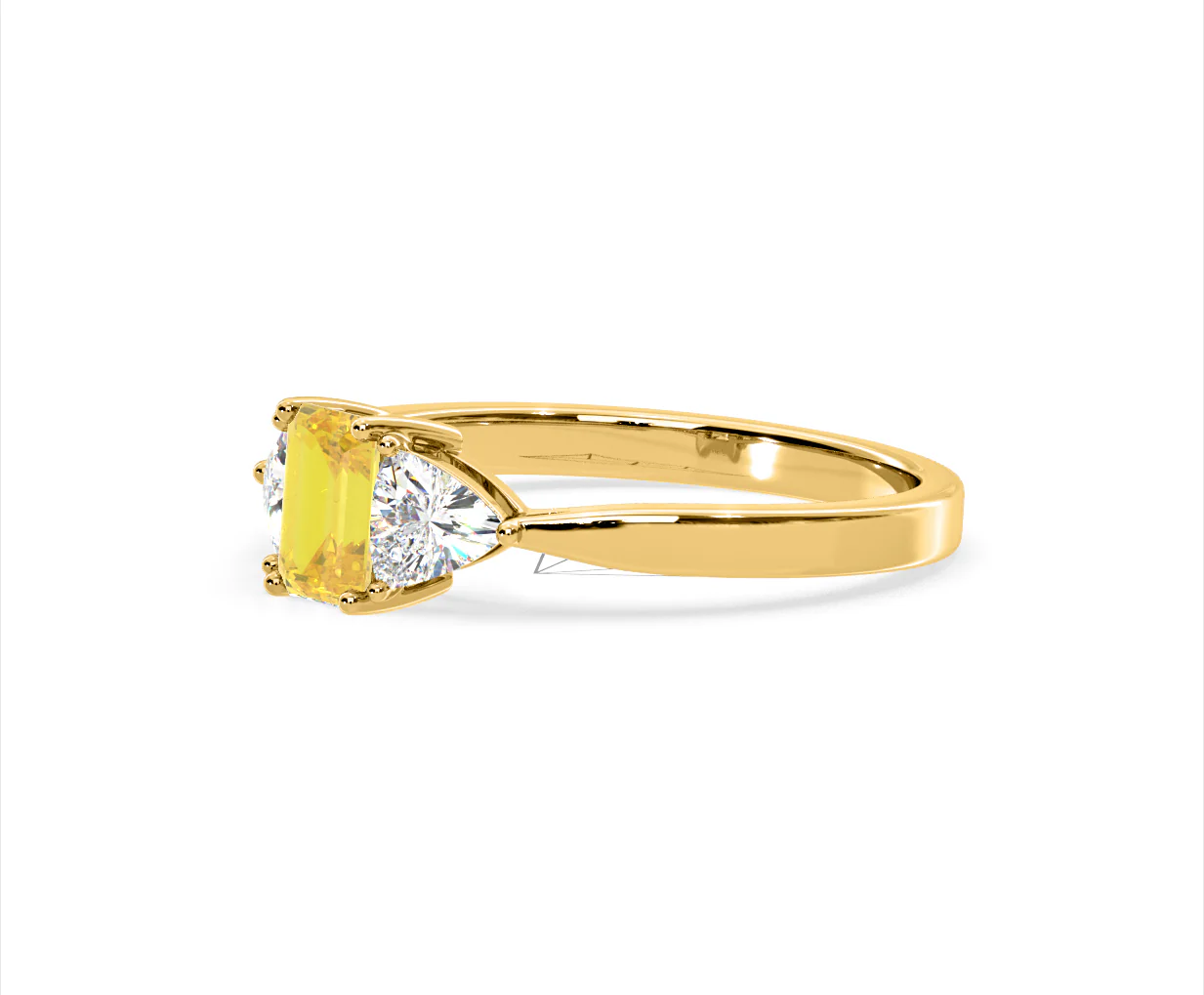 Aurora Yellow Lab Diamond Emerald Cut and Trillion 1.00ct Ring in 18K Yellow Gold - Elara Collection - Image 18