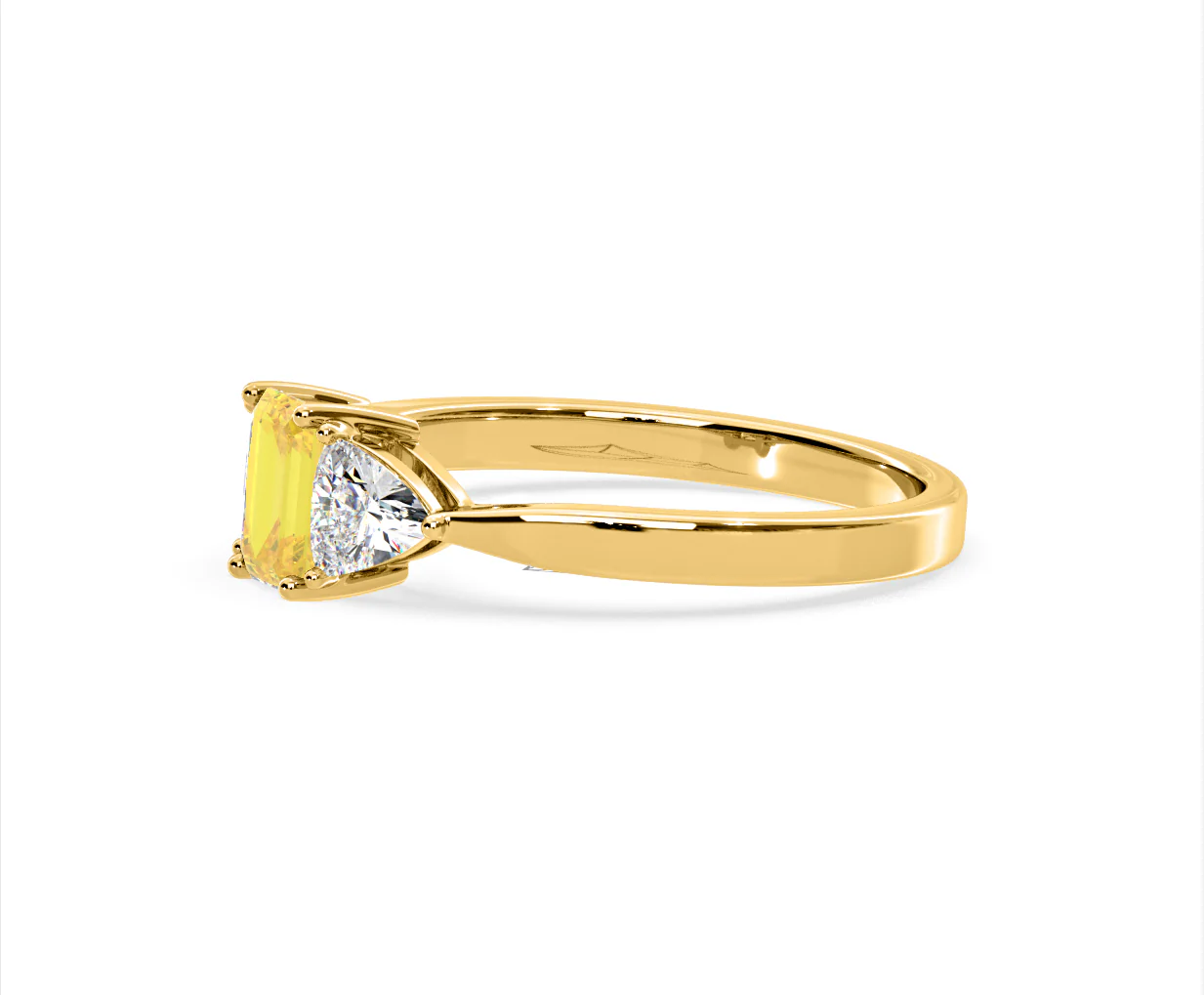 Aurora Yellow Lab Diamond Emerald Cut and Trillion 1.00ct Ring in 18K Yellow Gold - Elara Collection - Image 21
