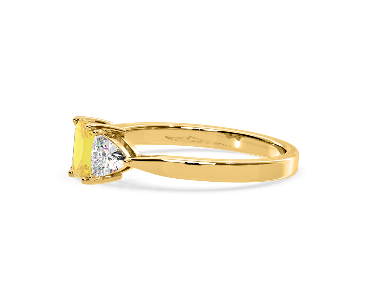 Aurora Yellow Lab Diamond Emerald Cut and Trillion 1.00ct Ring in 18K Yellow Gold - Elara Collection - Image 22