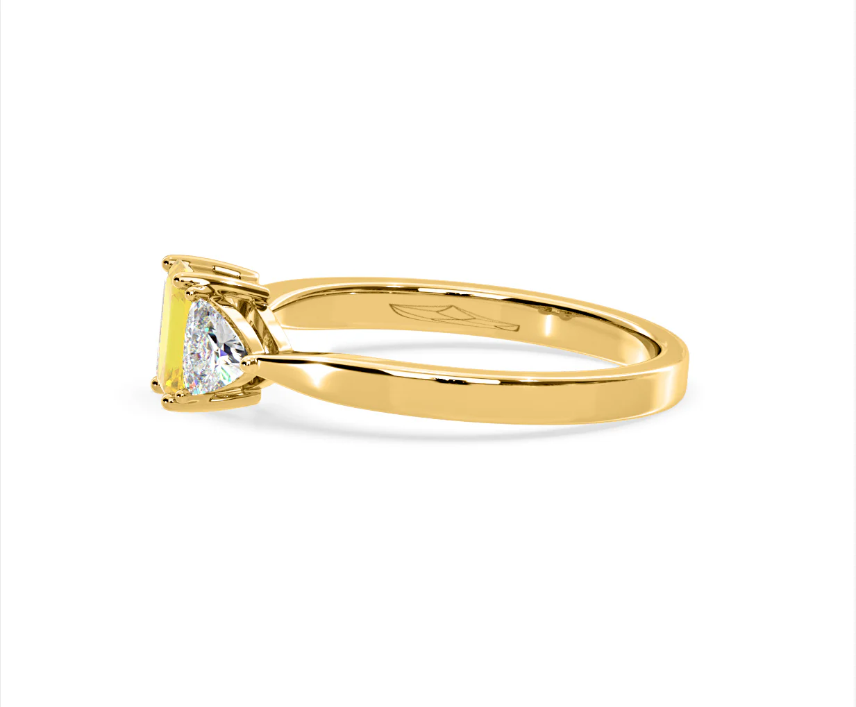 Aurora Yellow Lab Diamond Emerald Cut and Trillion 1.00ct Ring in 18K Yellow Gold - Elara Collection - Image 25